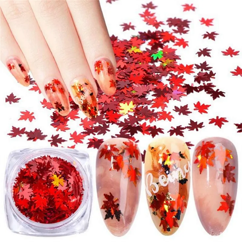 Autumn Map Leaf Nail Sequins